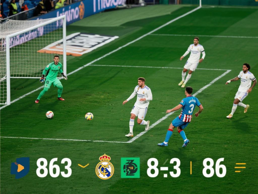 皇马半场2-0领先塞尔塔：射门8-3占优，控球率61%碾压